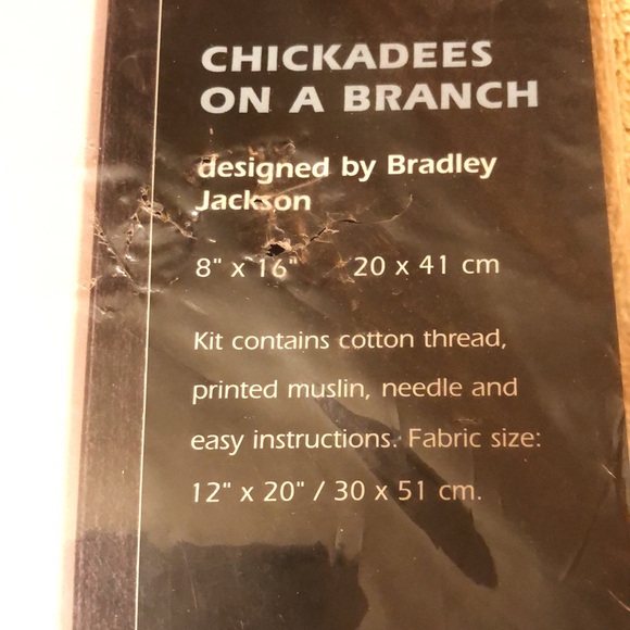 DIMENSIONS~#3199 CHICKADEES ON A BRANCH 8" X 16" STAMPED CROSS STITCH KIT~NIP - Picture 4 of 6